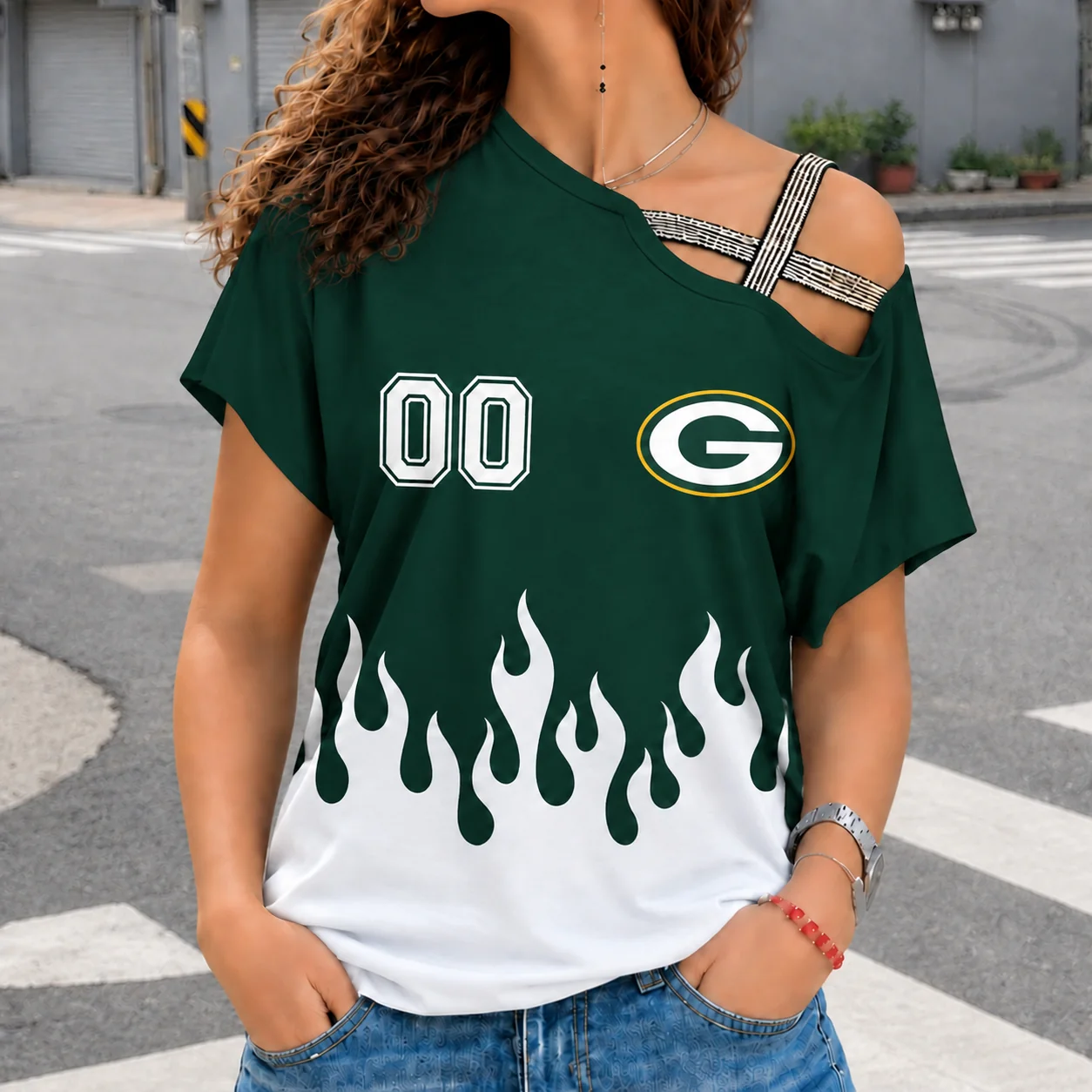 Limited Edition – Customized NFL Green Bay Packers Women’s Shoulder Shirt