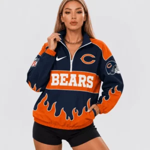 Limited Edition – Customized NFL Chicago Bears V-Neck Zipper Sweatshirt Jacket