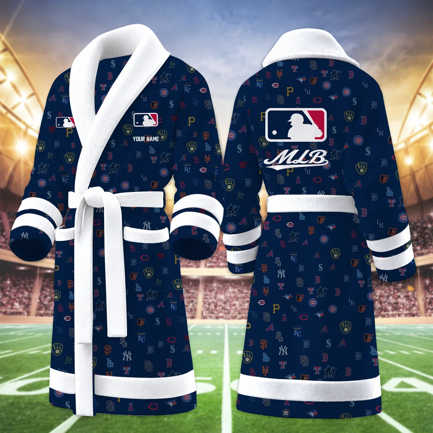 Limited Edition – Customized MLB All Teams Multicolor Fleece Bathrobe
