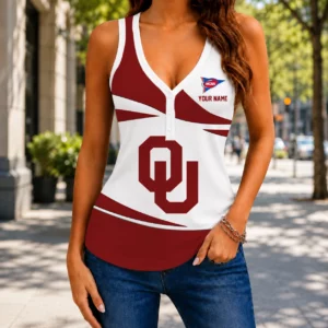 Limited Edition – Customized NCAA Oklahoma Sooners Women’s V-Neck Tank Top