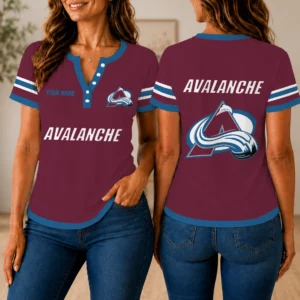 Limited Edition – Customized NHL Colorado Avalanche Women’s Short Sleeve Henley T-Shirt