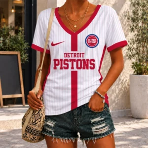 Limited Edition – Customized NBA Detroit Pistons V-Neck Female Shirt