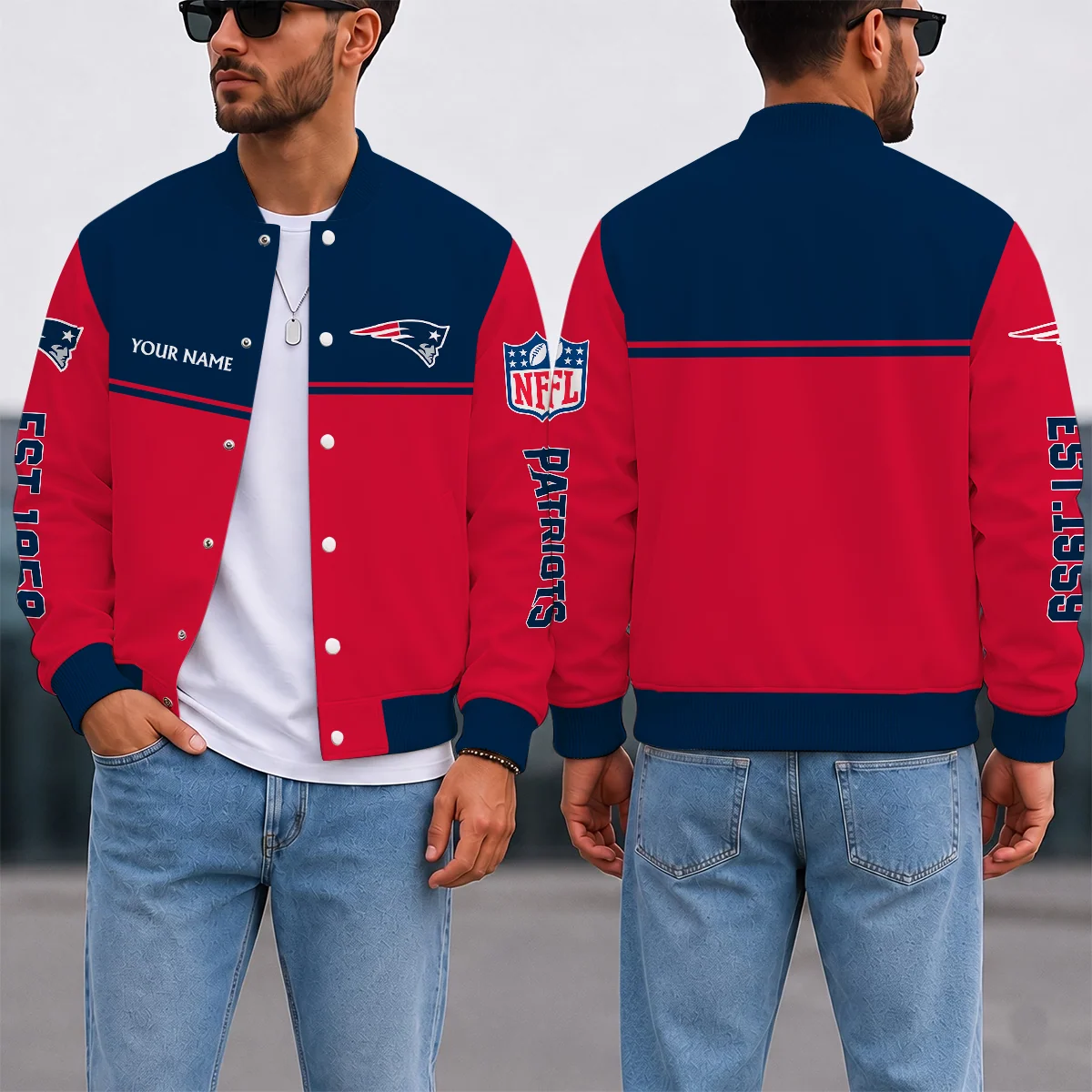Limited Edition – Customized NFL New England Patriots Satin Varsity & Baseball Jacket