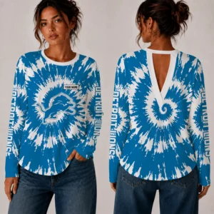 Limited Edition – Customized NFL Detroit Lions Women’s Back V-Cut Long-Sleeve Shirt