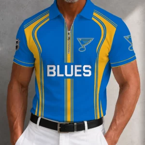 Limited Edition – Customized NHL St. Louis Khakis Zipper Polo Shirt