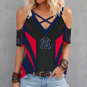 Limited Edition – Customized MLB New York Yankees Criss Cross V-Neck Top