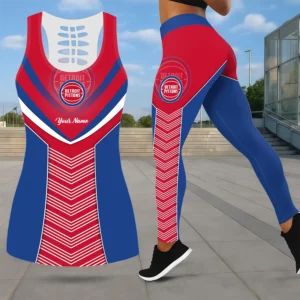 Limited Edition – Customized NBA Detroit Pistons Leggings & Hollow Tank Top Set