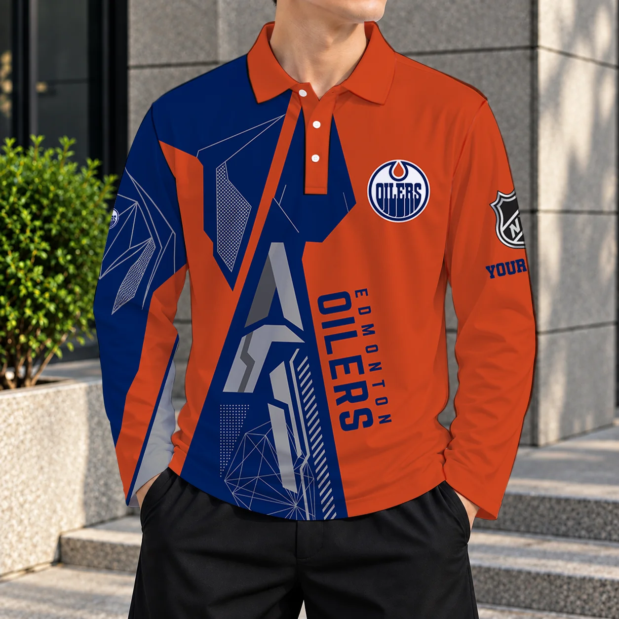 Limited Edition – Customized NHL Edmonton Oilers Men Long Sleeve Polo