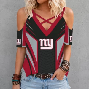 Limited Edition – Customized NFL New York Giants Criss Cross V-Neck Top