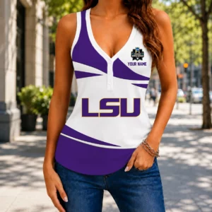 Limited Edition – Customized NCAA Lsu Tigers Women’s V-Neck Tank Top