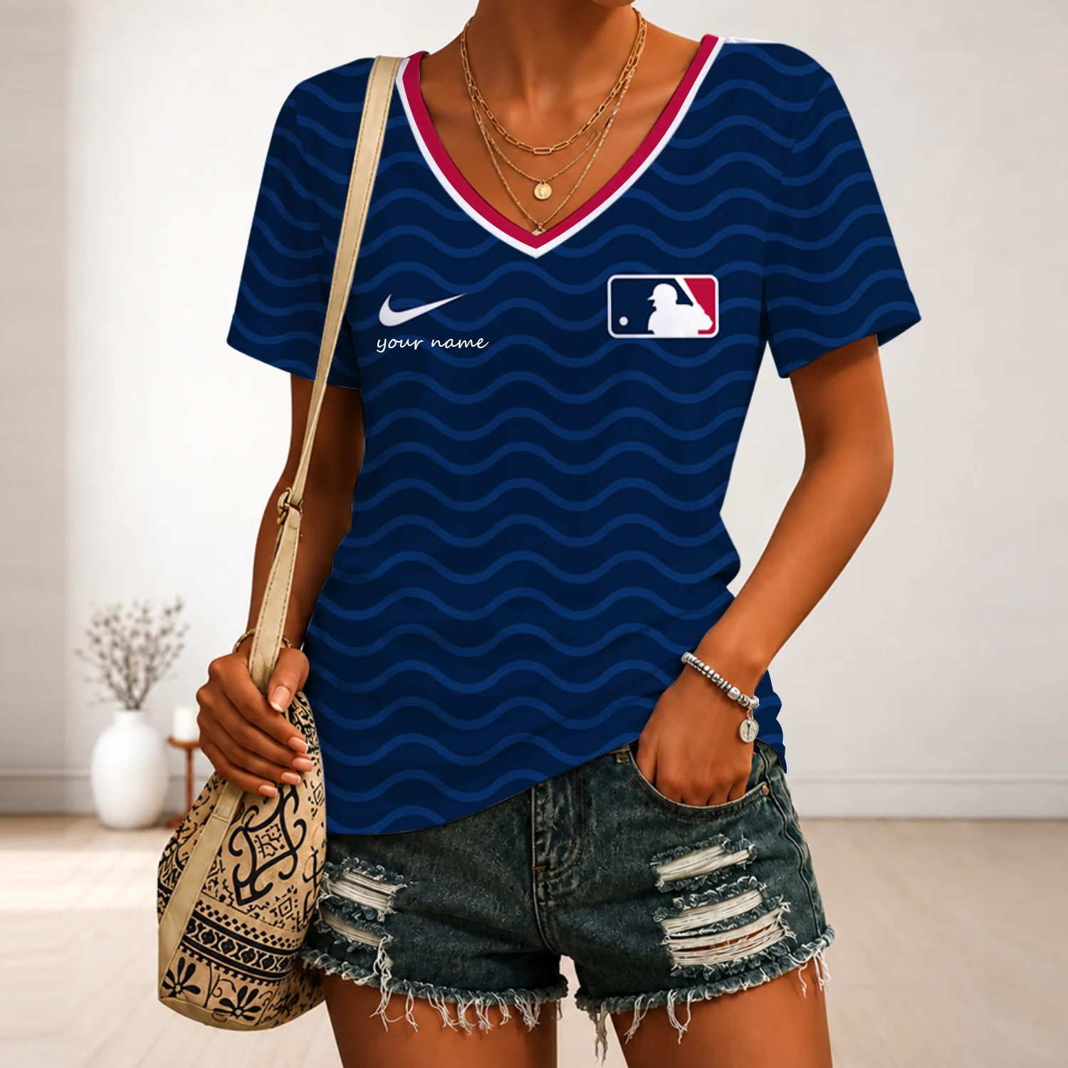 Limited Edition – Customized MLB Major League Baseball V-Neck Female Shirt