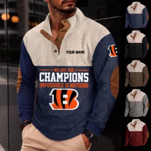 Limited Edition – Customized NFL Cincinnati Bengals Button Sweatshirts Stand Collar