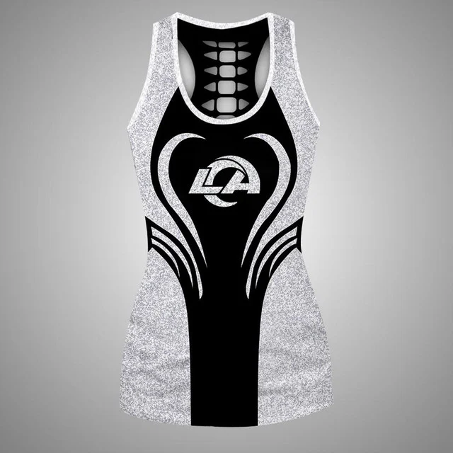 Limited Edition – Customized NFL Los Angeles Rams Hollow Tank Top & Leggings Set - Image 2
