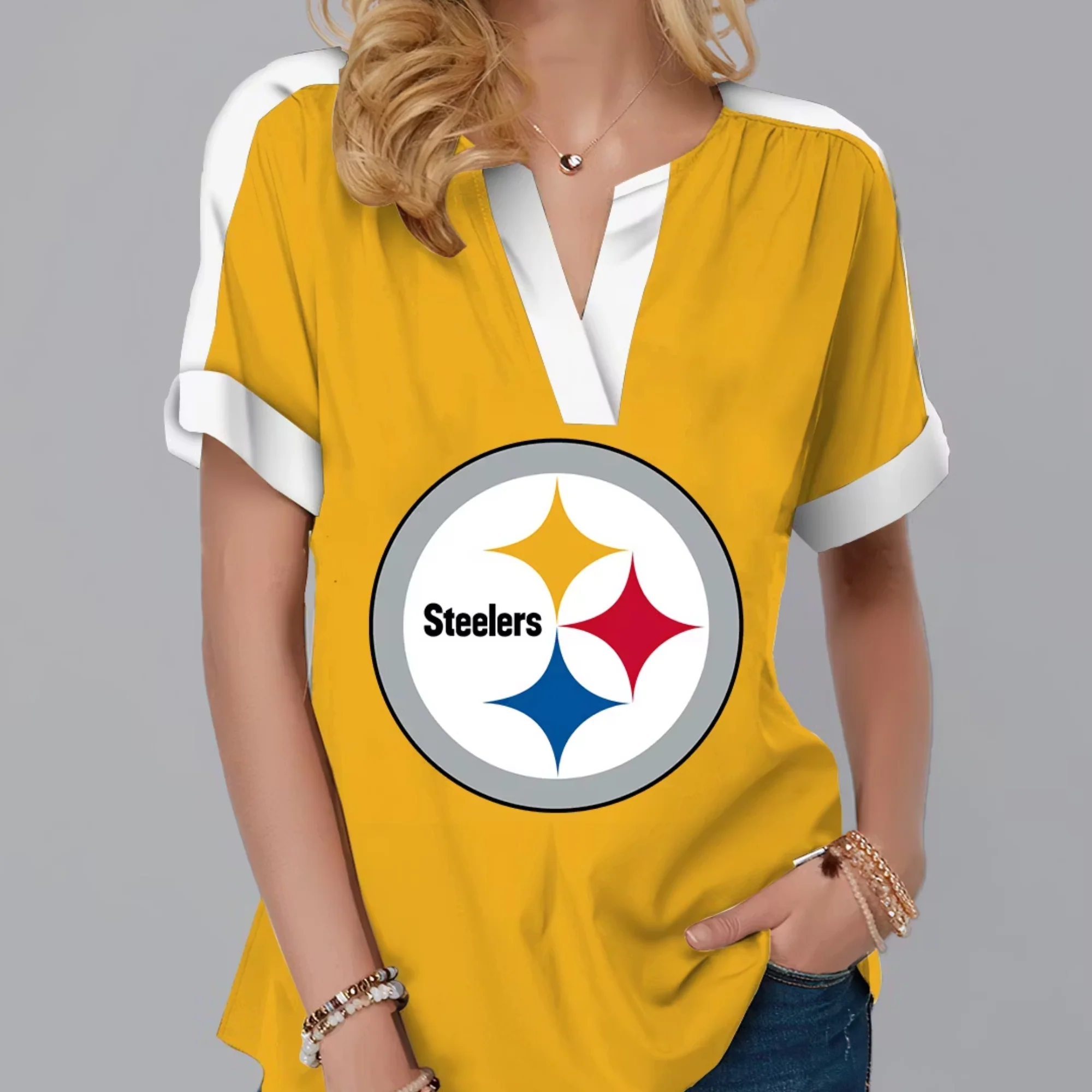 Limited Edition – Customized NFL Pittsburgh Steelers V-Neck Female Shirt
