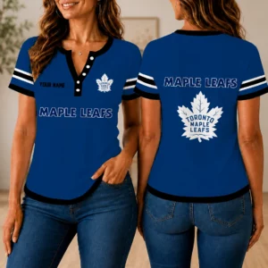Limited Edition – Customized NHL Toronto Maple Leafs Women’s Short Sleeve Henley T-Shirt