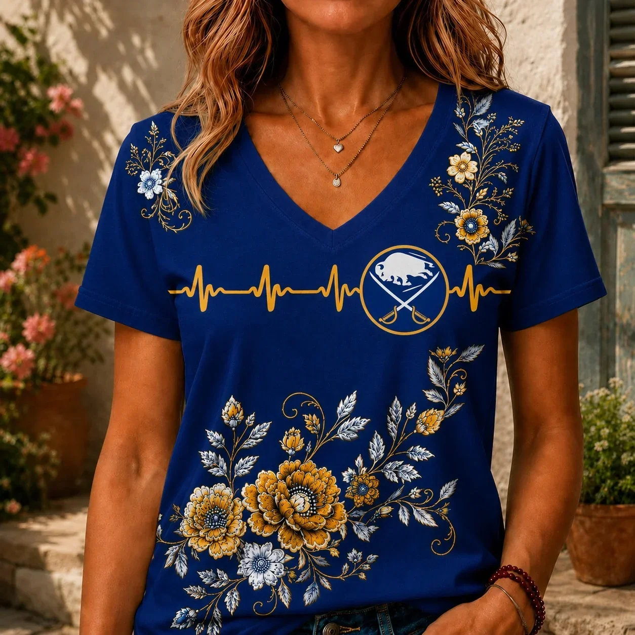 Limited Edition – Customized NHL Buffalo Sabres V-Neck Female Shirt