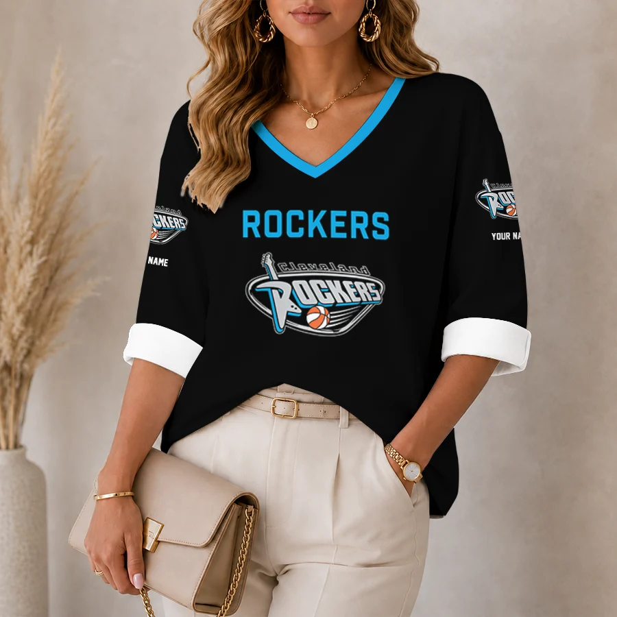 Limited Edition – Customized WNBA Cleveland Rockers Women’s Heart V-Neck Long Sleeve Shirt