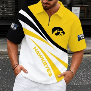 Limited Edition – Customized NCAA Iowa Hawkeyes Quarter-Zip Polo Shirt