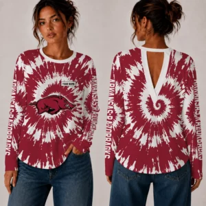 Limited Edition – Customized NCAA Arkansas Razorbacks Women’s Back V-Cut Long-Sleeve Shirt