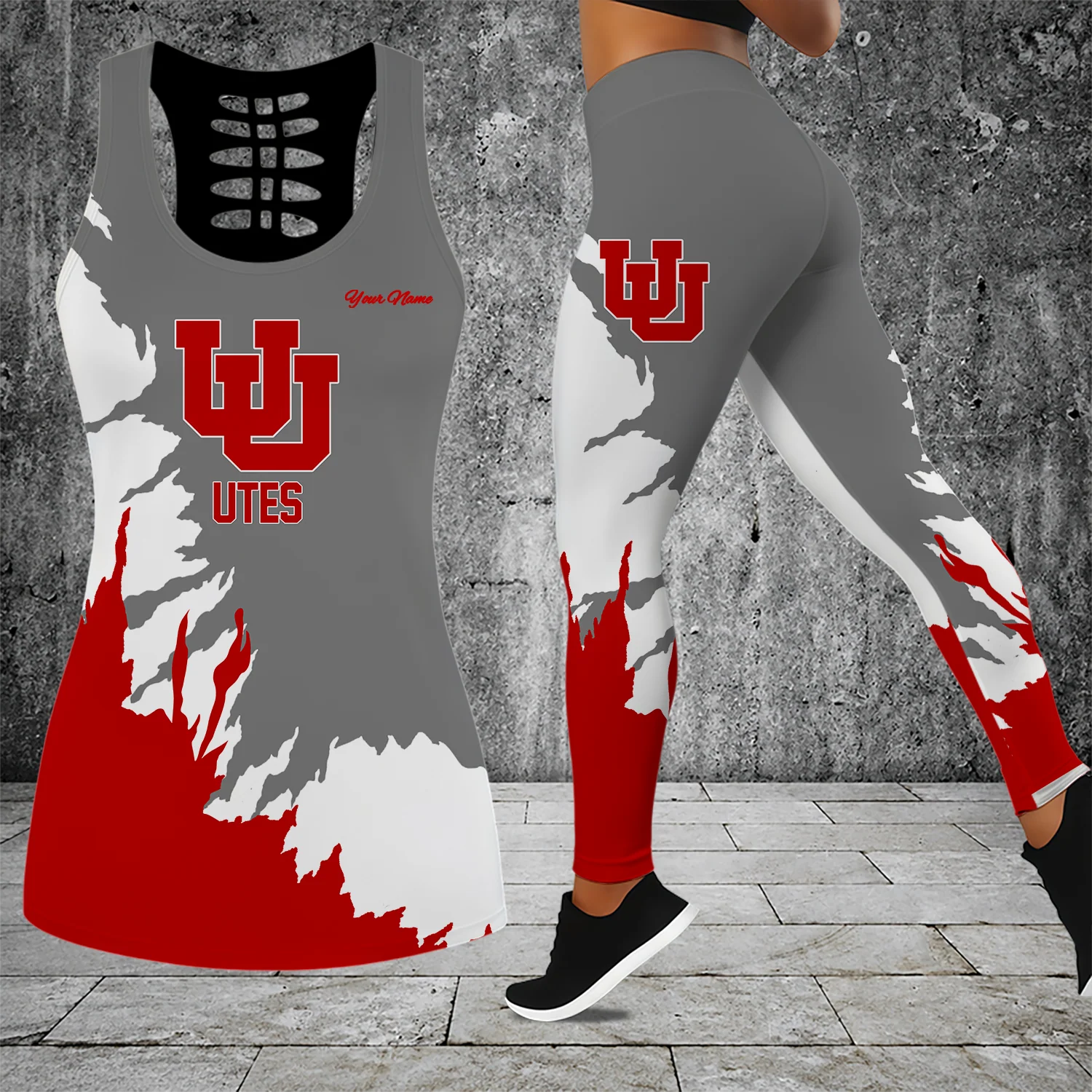 Limited Edition – Customized NCAA Utah Utes Hollow Tank Top & Leggings Set