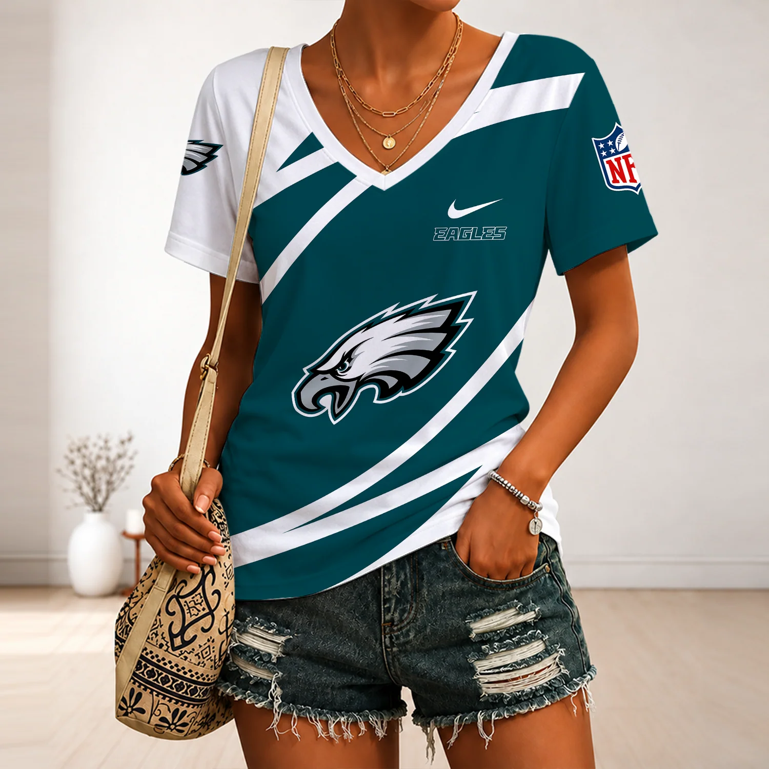 Limited Edition – Customized NFL Philadelphia Eagles V-Neck Female Shirt