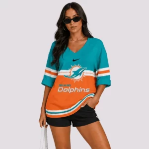 Limited Edition – Customized NFL Miami Dolphins Women’s Heart V-Neck Long Sleeve Shirt