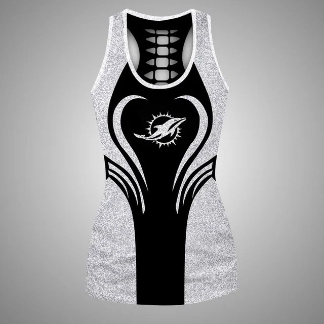 Limited Edition – Customized NFL Miami Dolphins Hollow Tank Top & Leggings Set - Image 2