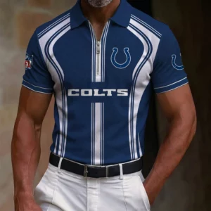 Limited Edition – Customized NFL Indianapolis Colts Zip Polo Shirt