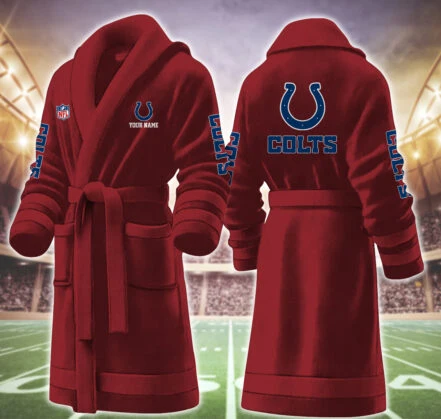 Limited Edition – Customized NFL Indianapolis Colts Multicolor Fleece Bathrobe - Image 7