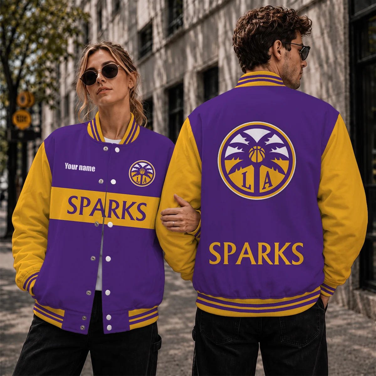 Limited Edition – Customized WNBA Los Angeles Sparks Baseball Jacket, Satin Varsity Jacket