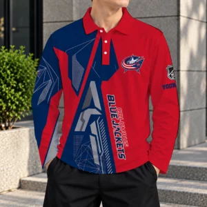 Limited Edition – Customized NHL Columbus Blue Jackets Men Long Sleeve Polo