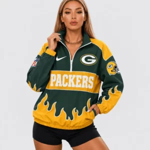 Limited Edition – Customized NFL Green Bay Packers V-Neck Zipper Sweatshirt Jacket
