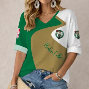 Limited Edition – Customized NBA Boston Celtics Women’s V-Neck Long Sleeve Shirt