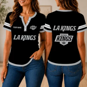 Limited Edition – Customized NHL Los Angeles Kings Women’s Short Sleeve Henley T-Shirt