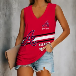 Limited Edition – Customized MLB Atlanta Braves Women’s V-Neck Tank Top