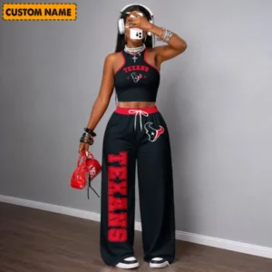 Limited Edition – Customized NFL Houston Texans Women’s Crop Top & Long Pants Set