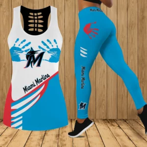 Limited Edition – Customized MLB Miami Marlins Hollow Tank Top & Leggings Set
