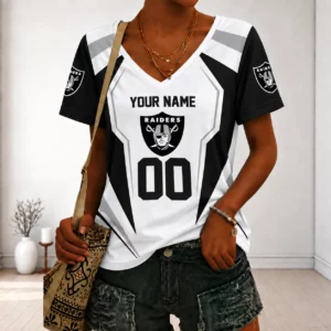 Limited Edition – Customized NFL Las Vegas Raiders V-Neck Female Shirt
