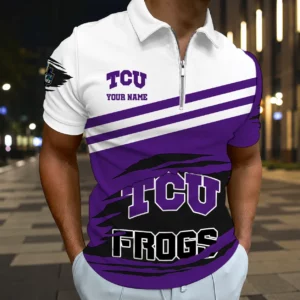 Limited Edition – Customized NCAA Tcu Horned Frogs Zip Polo Shirt