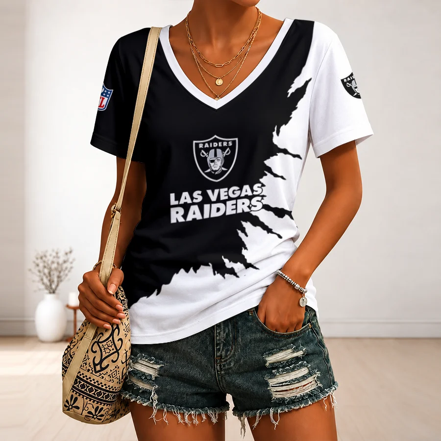 Limited Edition – Customized NFL Las Vegas Raiders V-Neck Female Shirt