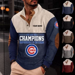 Limited Edition – Customized MLB Chicago Cubs Button Sweatshirts Stand Collar