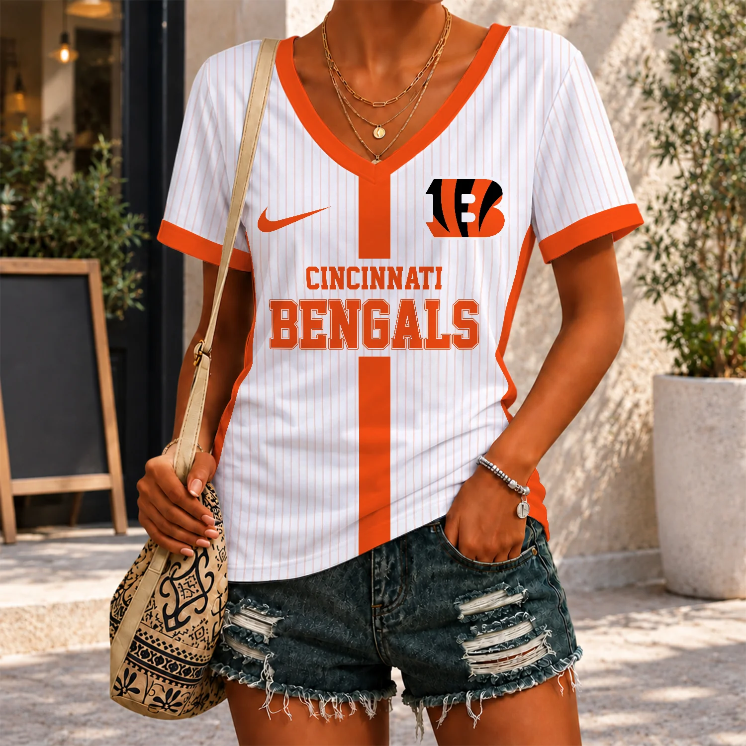 Limited Edition – Customized NFL Cincinnati Bengals V-Neck Female Shirt