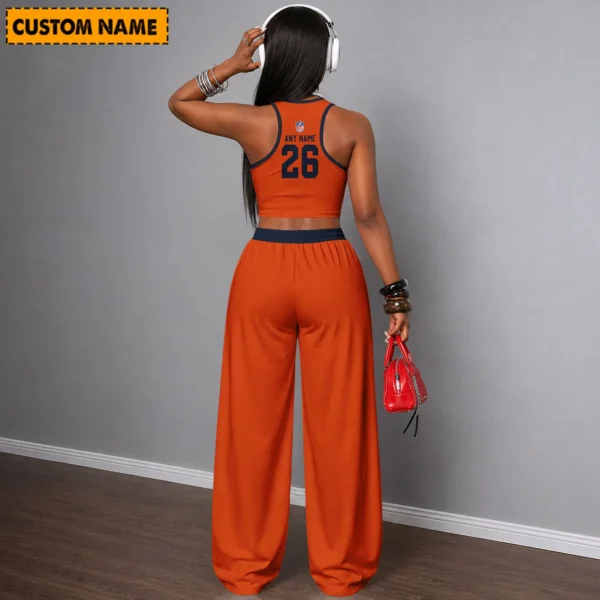 Limited Edition – Customized NFL Chicago Bears Women’s Crop Top & Long Pants Set - Image 2