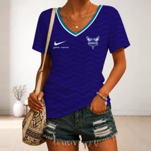 Limited Edition – Customized NBA Charlotte Hornets V-Neck Female Shirt