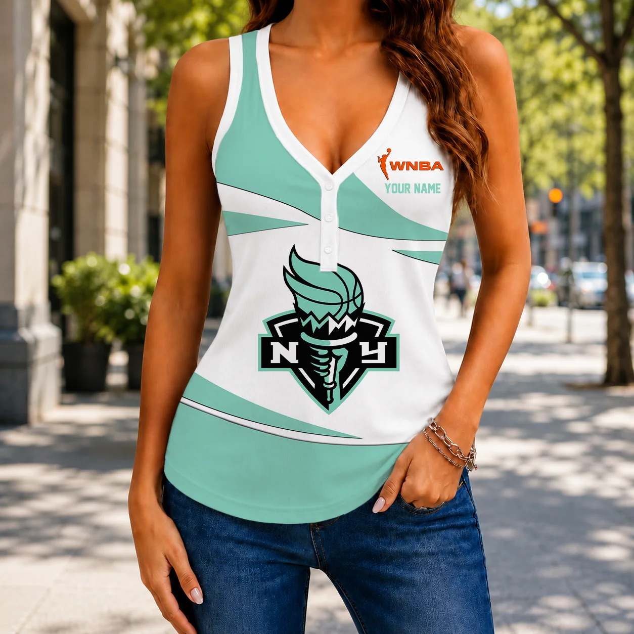 Limited Edition – New Customized WNBA New York Liberty Women’s V-Neck Tank Top