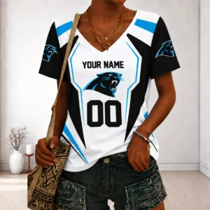 Limited Edition – Customized NFL Carolina Panthers V-Neck Female Shirt