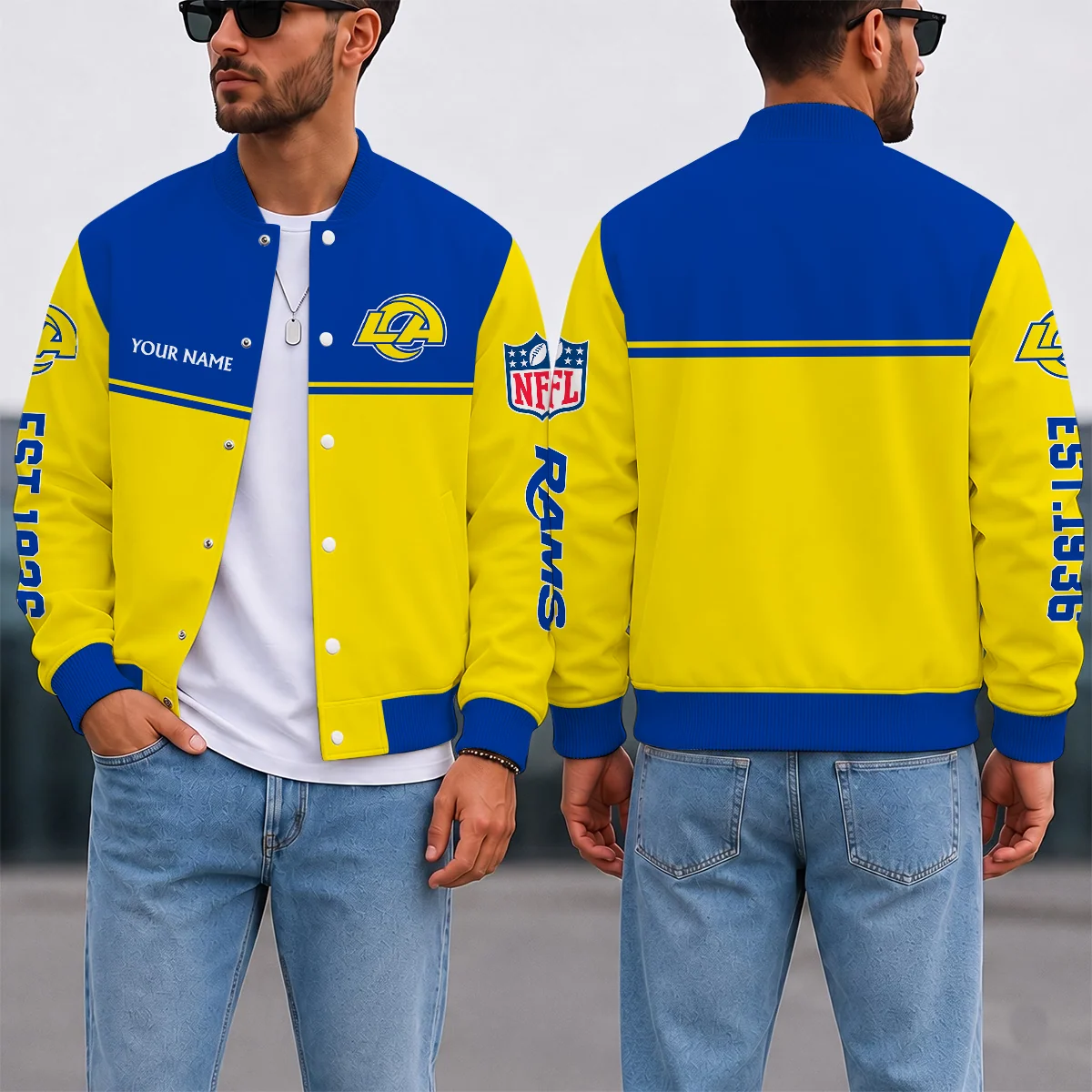 Limited Edition – Customized NFL Los Angeles Rams Satin Varsity & Baseball Jacket