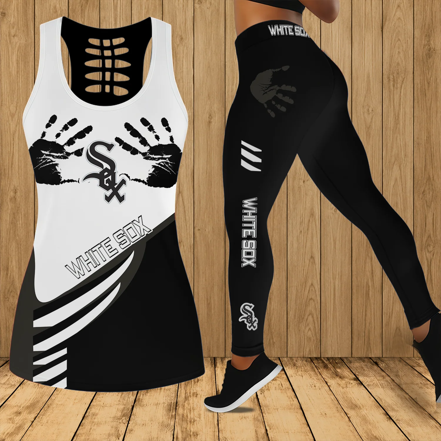 Limited Edition – Customized MLB Chicago Khaki Sox Hollow Tank Top & Leggings Set