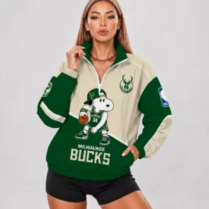 Limited Edition – Customized NBA Milwaukee Bucks V-Neck Zipper Sweatshirt Jacket