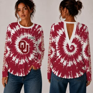 Limited Edition – Customized NCAA Oklahoma Sooners Women’s Back V-Cut Long-Sleeve Shirt